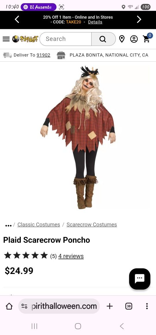 Scarecrow Poncho & Hat Costume