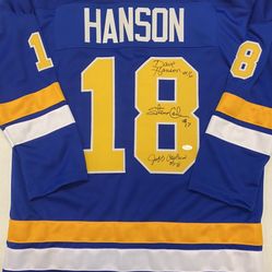 Slap Shot "Hansen Bros" AUTOGRAPHED Chiefs Jersey W/JSA 