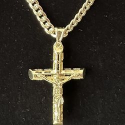 Cuban Chain In Gold Filled With Big Cross