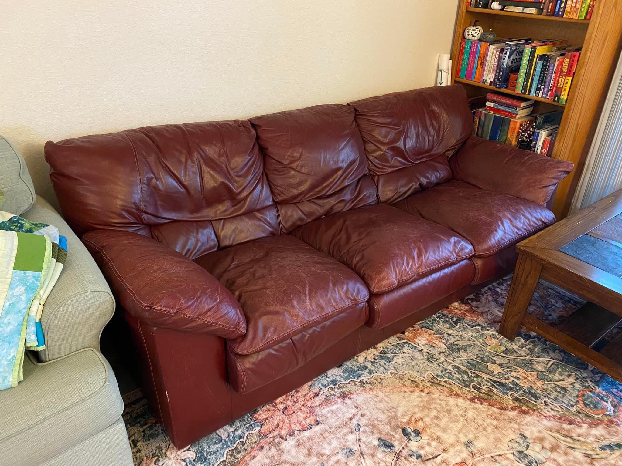 Free Real Leather Red Couch