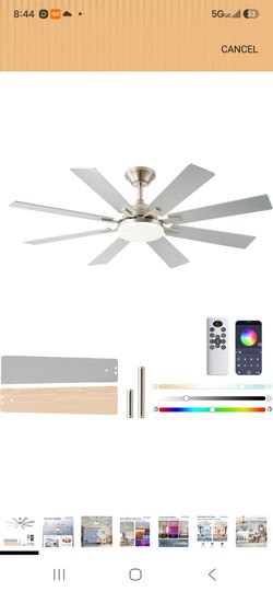 Ceiling Fan With Light & Remote,52 Inch Nickel, Dimmable