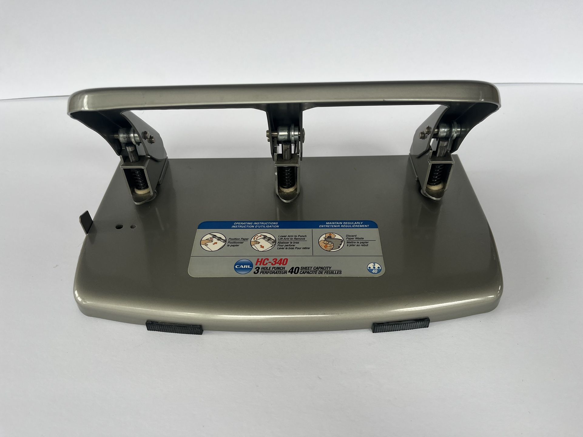 CARL HC-340 Medium-Duty 3-Hole Punch, 40 Sheet Capacity
