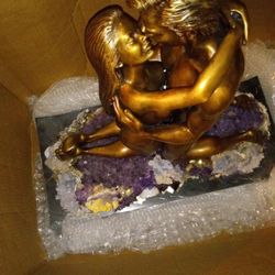 Romantic Bronze And Amethyst Statue