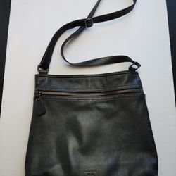 Margot NY Black Pebbled Leather Large Crossbody/Shoulder Bag - Adjustable Strap