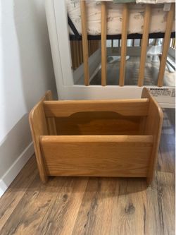 Vintage Mid century solid oak wood magazine rack