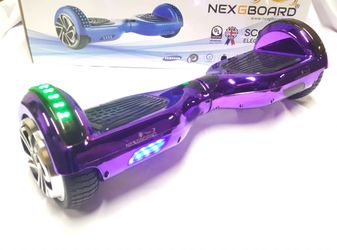 Chrome purple Bluetooth hoverboard with bumper and wheel lights