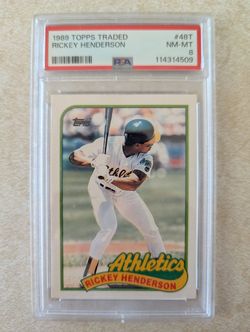 1989 Topps Traded Ricky Henderson PSA 8 