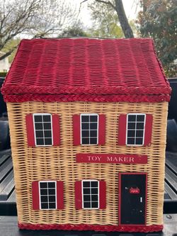 RARE Vintage Wicker Toy Maker School House-Kid’s Toy Box Hamper Storage