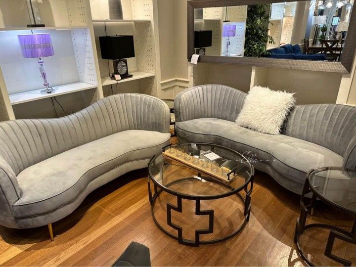 Sophia Grey 2-Piece Upholstered Channel Tufted Sofa SetFinancing and Delivery Options Available