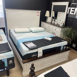 Dark Rum and White Queen Panel Bed