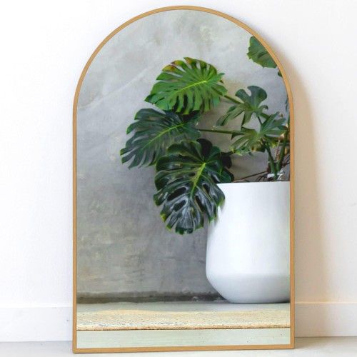 Gold Arch Mirror 25" X 37" Inches - Perfect for Gold Dresser Mirror, Entryway, Brass Mirror Over Fireplace - Small Gold Arched Wall Mirror