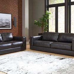 Amiata Leather Sofa & Loveseat - Shop Now Pay Later - Same Day Delivery