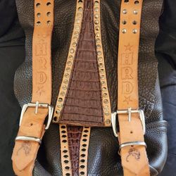 Genuine Leather Heavy Backpack / Rucksack / Travel Bag With Heavy Buckles, Large, Clean. Unique