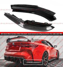 21-26 BMW G82 G83 M4 OE Style Real Carbon Fiber Rear Bumper Corner Extensions
