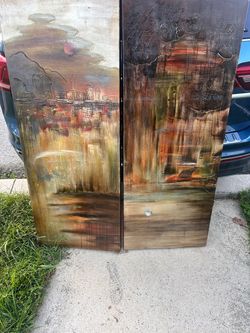 Abstract City Skyline Diptych Canvas Painting
