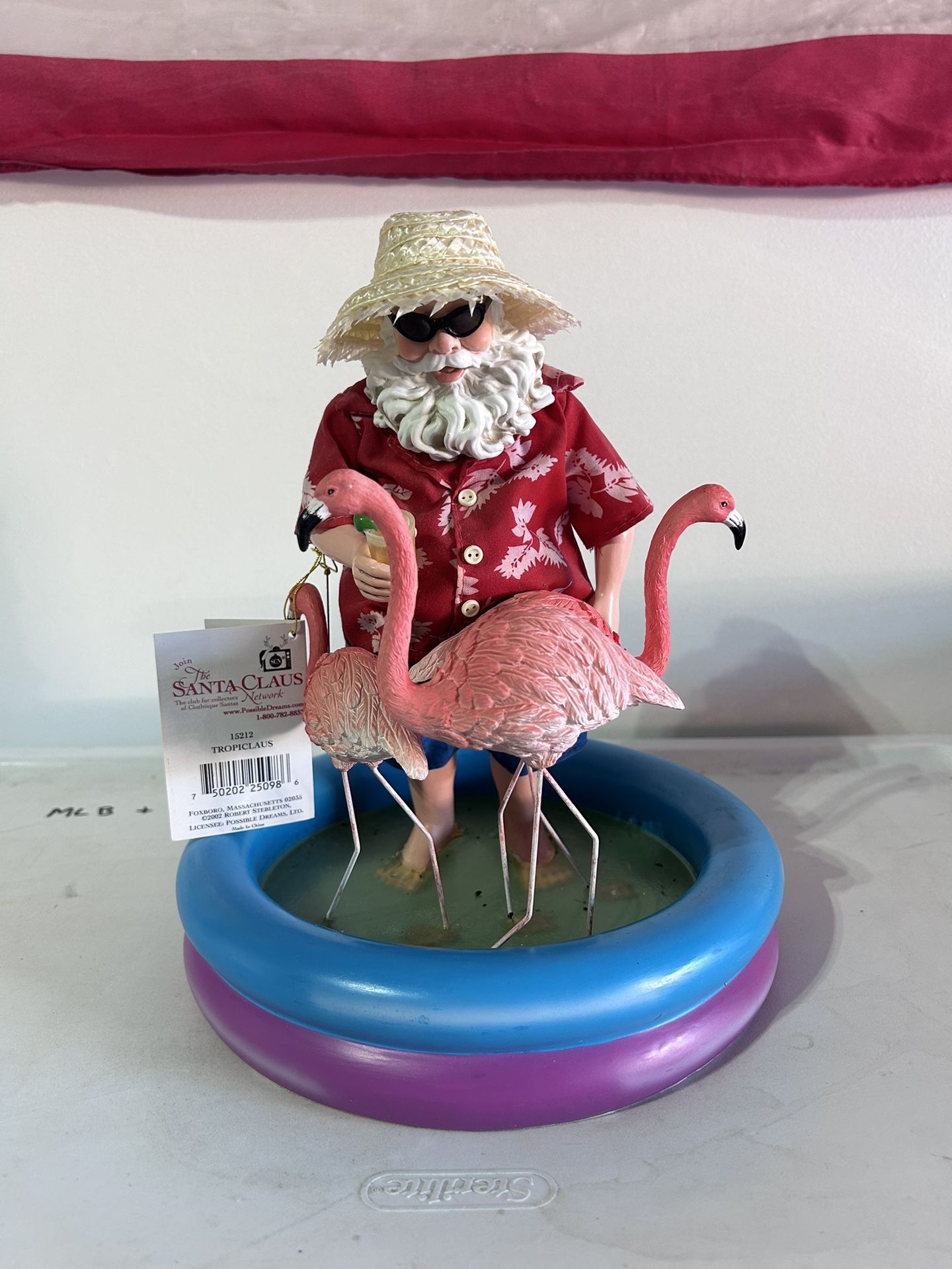 Clothtique Possible Dreams TropiClaus Santa Figure Flamingos 2002 Florida
