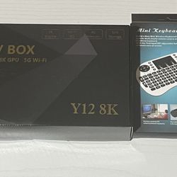 Y12 Max 8K Streaming Box + Mini Wireless Keyboard – One-Time Fee, Endless Entertainment