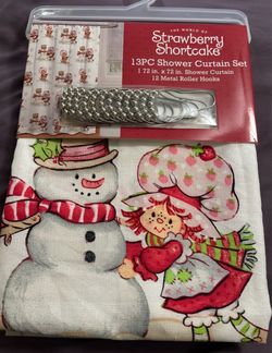 NEW Christmas Strawberry Shortcake Shower Curtain