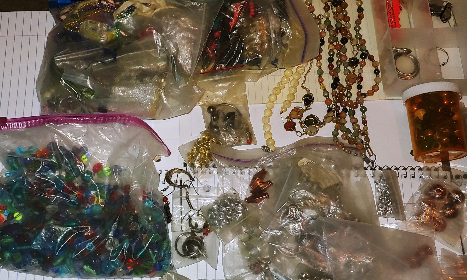 Lot of beads antique vintage silver glass jewelry making materials