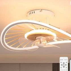 Smart Decorative Elegant 19.6 In. Ceiling Fan, Remote, App, LED, Clear Blade, White Frame