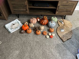 Fall harvest pumpkins and placemats