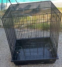 Large Black Square Metal Bird Cage Parakeet Lovebird Conure 23x20x29