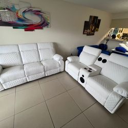 Sofá Y Loveseat (2) Reclinable Led Electrico 