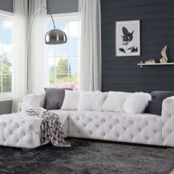 Brand New Beige Velvet Sectional