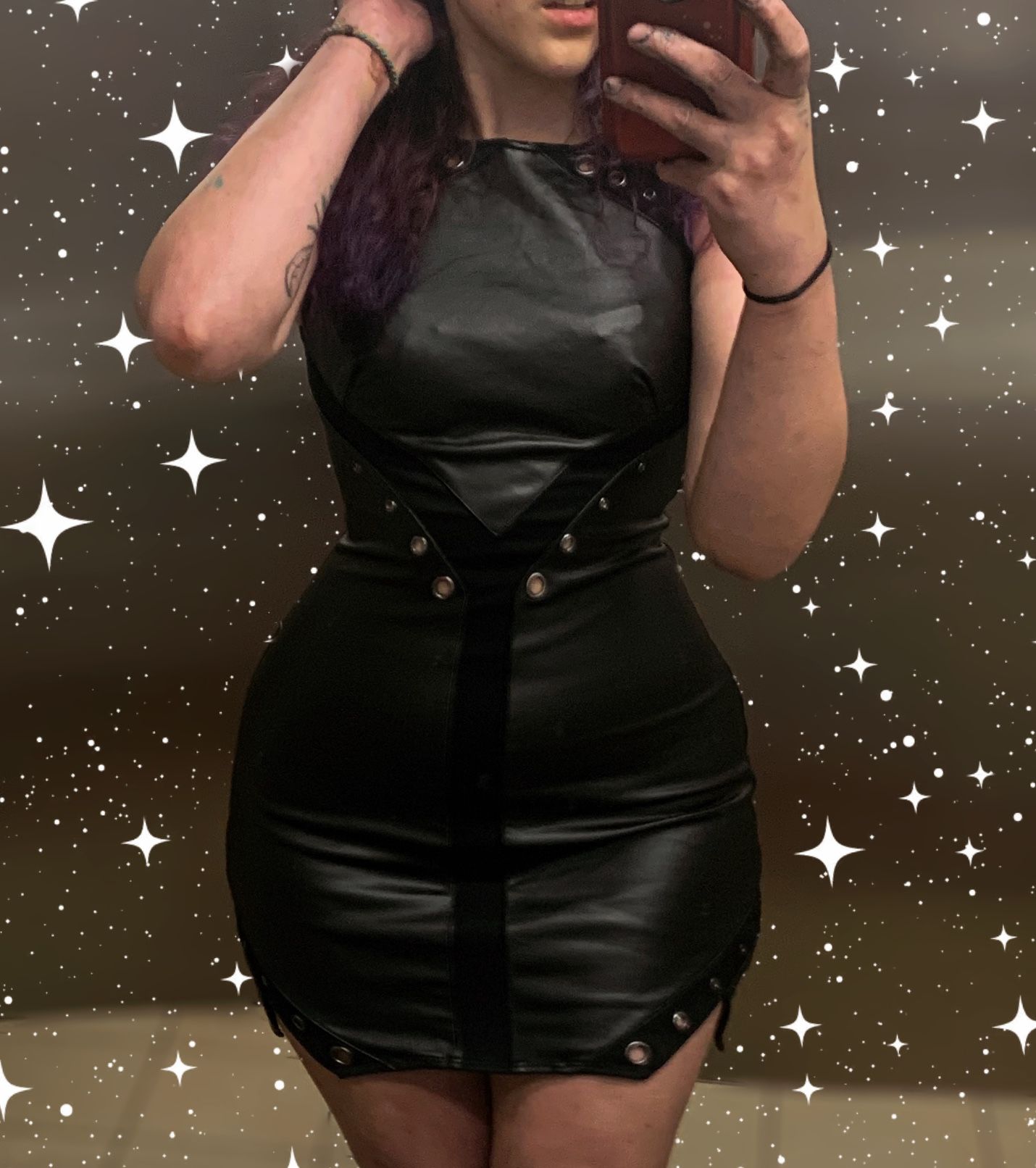 Bebe Black Leather Bodycon Dress