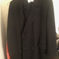 Yves Saint Laurent Mens Double Breasted Top Coat Size 44-46 The Coat Is In Excellent Condition 