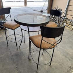 Bistro Table And 3 Bar Stools 