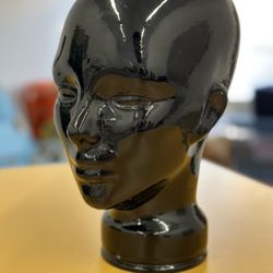 Vintage Black Glass Mannequin Head