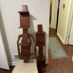 Matching Solid Wood Shelves - 4 Levels Each - Sturdy And Attractive