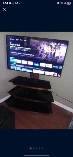 Samsung Tv, with 3 tier glass stand