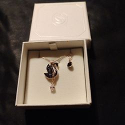 Swarovski Black Swan Pendant Necklace