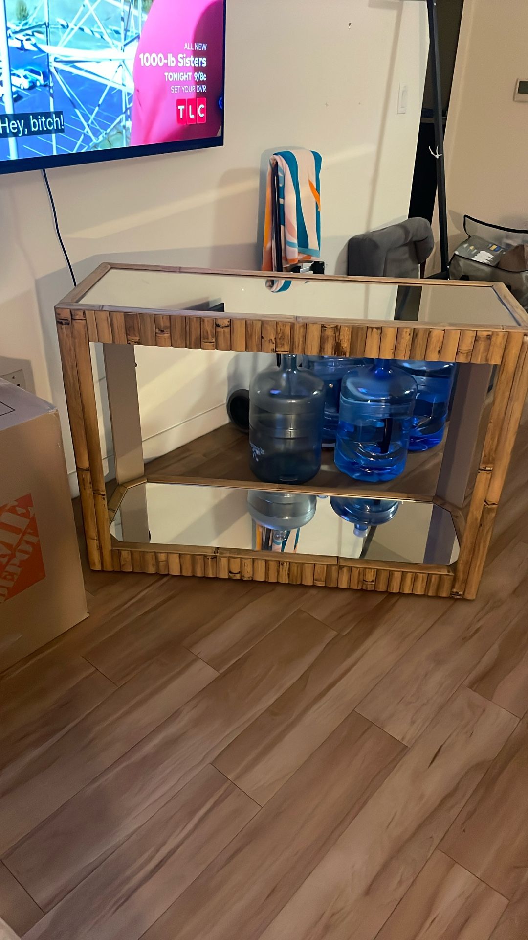 Bamboo mirrored Tv Console 