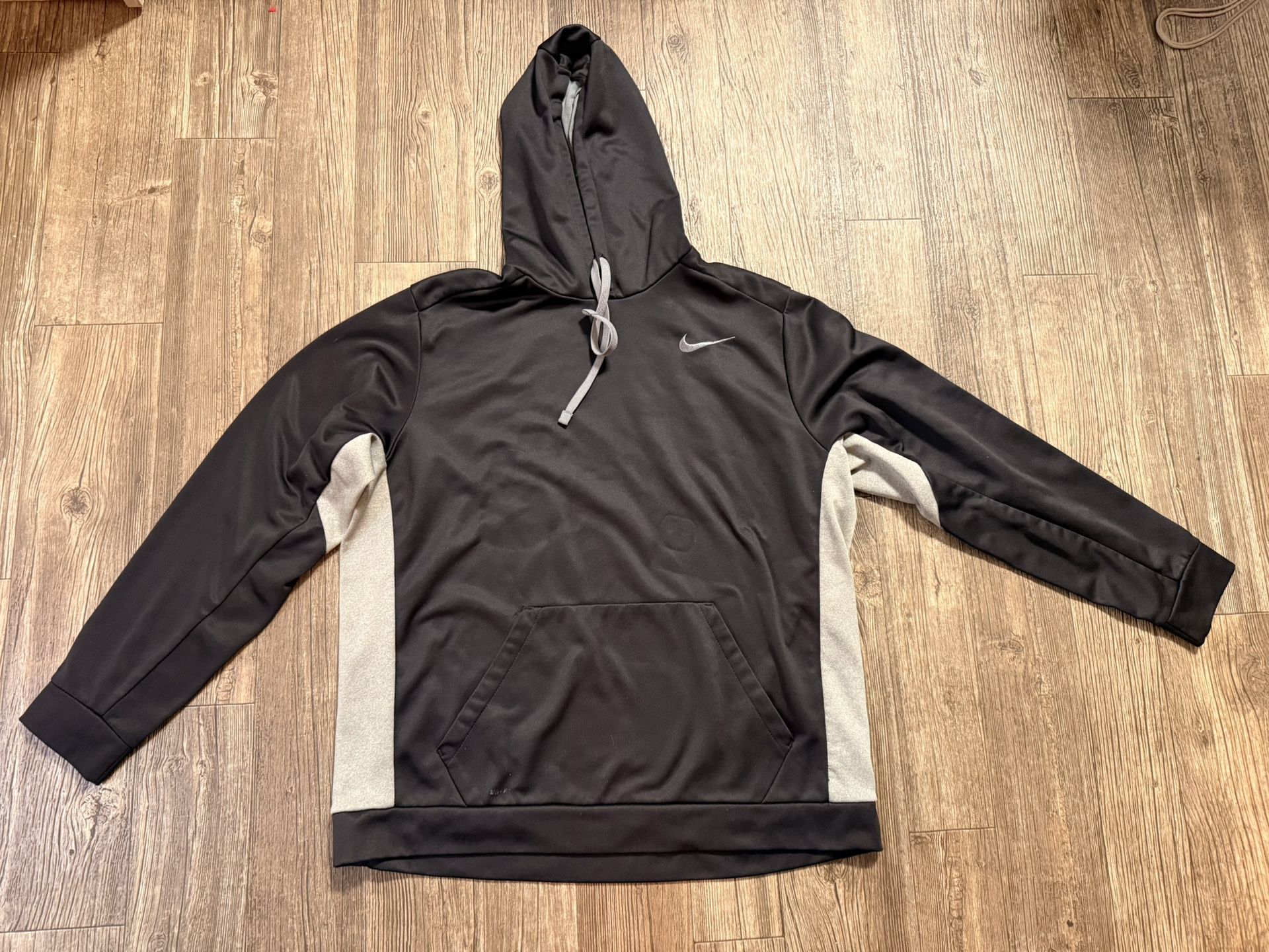 Nike Therma-Fit 2XL Black Gray Fleece Pullover Hoodie with Logo & Pockets