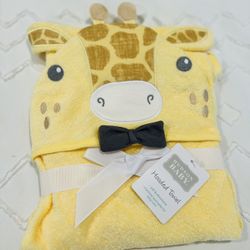 Yellow Giraffe Hooded Bath Towel for Babies NWT