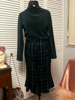💚 Retro Stage Vintage-Inspired Emerald Plaid Dress – XL | Cottagecore • Dark Academia