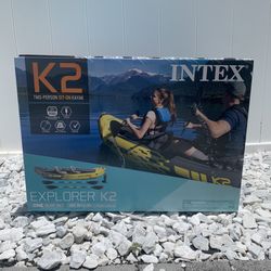 Intex Explorer K2 Kayak, 2-Person Inflatable Kayak Set with Aluminum Oars and High Output Air Pump