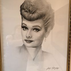 I Love Lucy Portrait With Signature by Gary Saderup, Comes With Frame