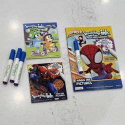 ImagineInk Mess-free Kids Coloring Book (With Magic Markers) Bluey, Spidey & Friends, Spiderman, Toddler Travel Coloring Worry-free Art Books For Kids