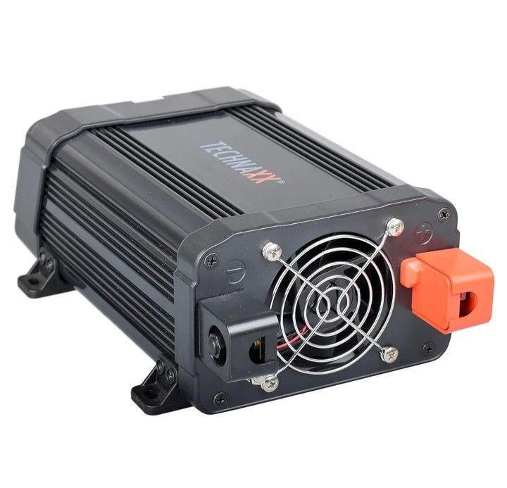Inversor de corriente para automóvil TE16, 3 enchufes, 2 puertos USB, certificado TÜV Rheinland, convierte 12 V a 120 V. La salida de potencia es de 1
