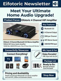Eifotoric S-298 4-Channel HiFi Bluetooth Amplifier