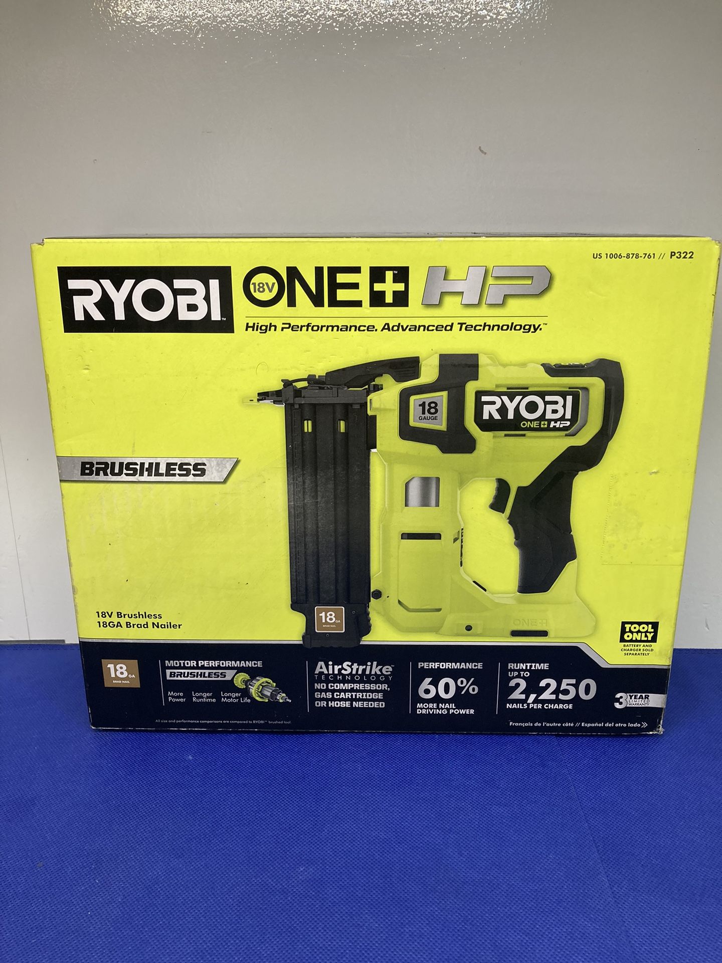RYOBI 18V Cordless Brad Nailer (Tool Only)