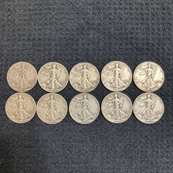 10, Liberty Half Dollars* 90% Silver