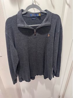 Polo Ralph Lauren Estate Rib Quarter Zip Sweater Men’s L Gray Multicolor Pony