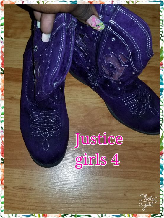 GIRLS JUSTICE COWGIRL BOOTS SIZE 4
