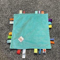 Bright Starts  Taggies Aqua Lovie Squares Security Blanket Teether Tags