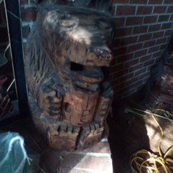 2 & 1/2 &1/2 Ft. Tall Hand Carved American Tip Jar Bear